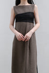 Un Morceau Reversible Wool One Side Slit Sleeveless Dress UM222LS17 Coffee